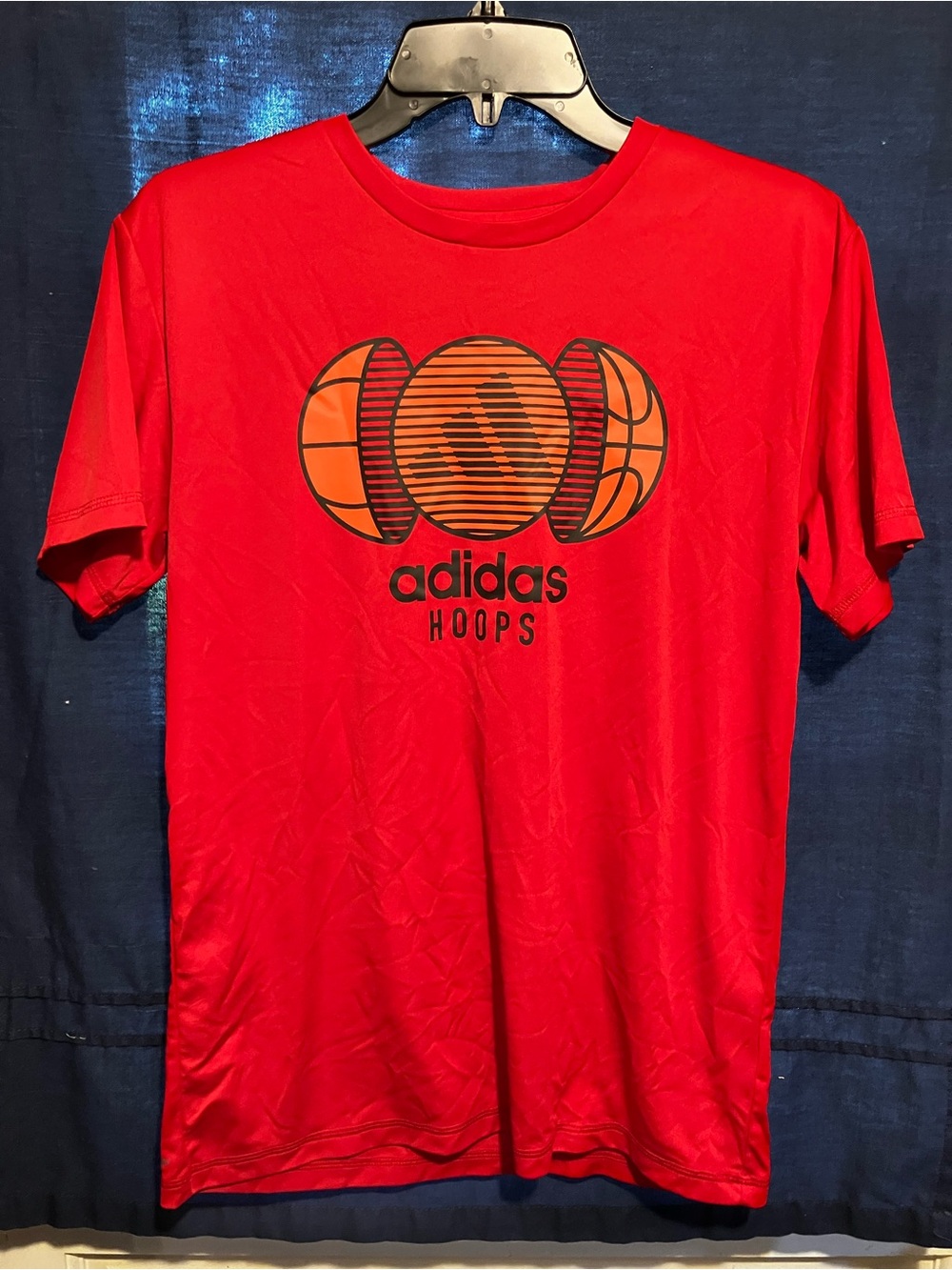 adidas Red Tee with Orange Basketball Graphic